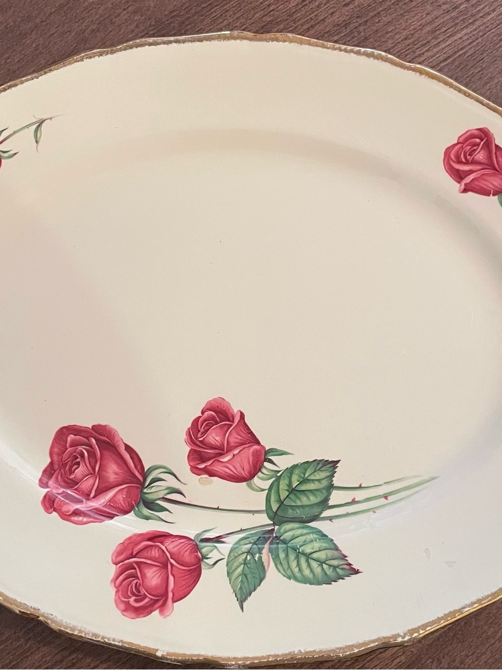 Vintage Royal Swan Cream Platter with Pink Rose Design and Gold Edge